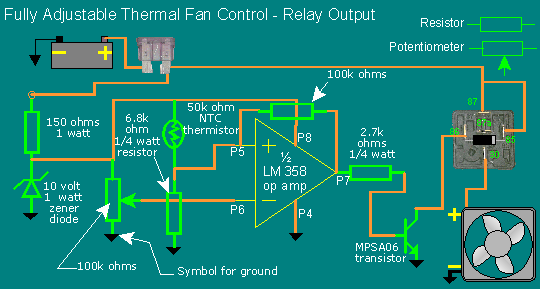 Controlling a relay with a thermistor